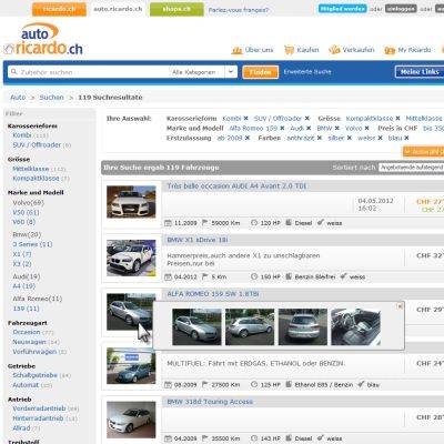 Komplett neue Suche bei auto.ricardo.ch