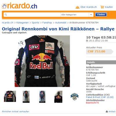 Rennkombi von Kimi Räikkönen auf ricardo.ch