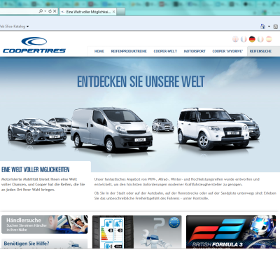 Cooper Tires mit neuer Webseite für Europa
