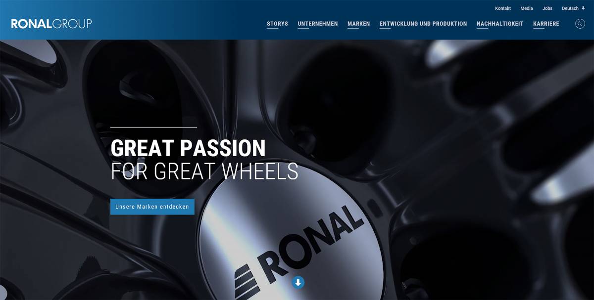 «Great Passion for Great Wheels»: Ronal Group präsentiert neue Webseite 