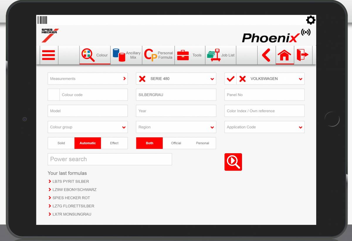 Spies Hecker Farbtonsoftware Phoenix jetzt als App